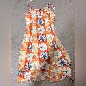 Small orange flower print dress